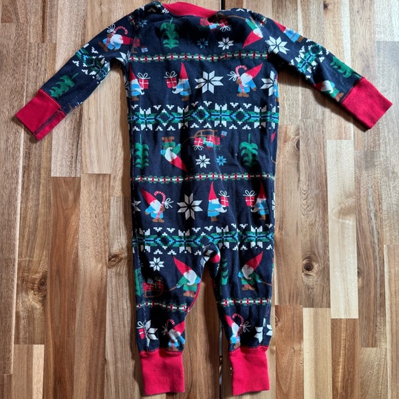 Hanna Andersson Baby Gnome Fair Isle Organic Cotton Sleeper Pajama Navy Red 3-6M - Picture 3 of 4